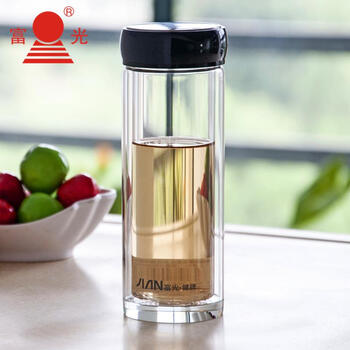 
                                                            富光双层玻璃杯子透明带盖泡茶杯便携水晶杯商务办公杯茶叶杯 320ml 型号x110-320                