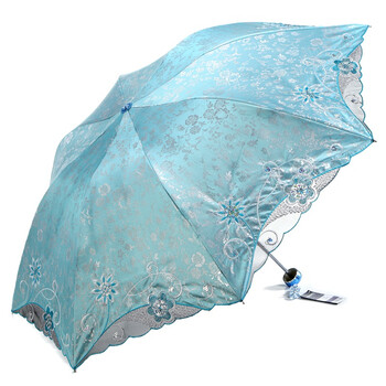 【京东超市】天堂伞 春意阑珊三折超轻绣花晴雨伞33200E蔚兰色