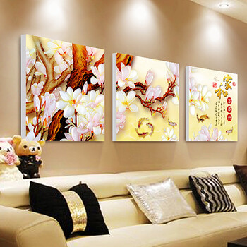 俊艺 可定制现代简约壁画无框画 客厅沙发背景墙壁画挂画家 和万事兴家居装饰画 A款家和/3联 70*70cm/25mm厚