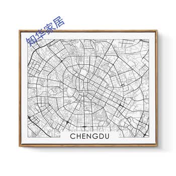 电表箱装饰画客厅餐厅多媒体配强电箱遮挡挂画 线描艺术地图 成都 40
