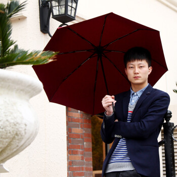 
                                        Fasola全自动晴雨伞 抗风男士商务伞三折伞情侣伞 枣红色                