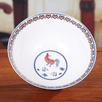 
                                                                                瓷物语仿古瓷碗陶瓷米饭碗高脚餐具碗中瓷碗 仿明鸡公碗单个 4.5英寸                