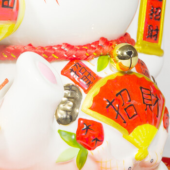右手边 电动摇手大号招财猫招手 摆件陶瓷金运招财礼品开业工艺品发财猫 带USB电源 诸事成就-开运鼓