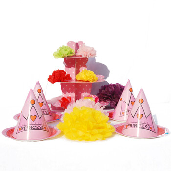 孩派HighParty儿童生日派对用品/生日聚会用品/生日用品/公主粉皇冠6人基本装