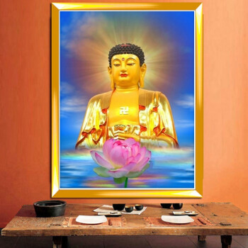 花千紫钻石画客厅玄关寺庙佛像如来佛祖坐佛莲花释迦摩尼菩萨十字绣