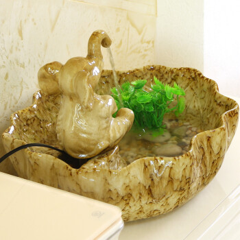 
                                        聚宝盆 小象流水摆件 陶瓷室内流水加湿器装饰品/吉象如意 吉象如意                