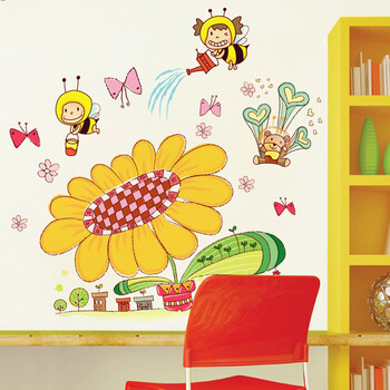 凡雅空间 可移除墙贴纸贴画勤劳小蜜蜂卡通幼儿园可爱儿童房装饰向日葵 勤劳小蜜蜂 特大号