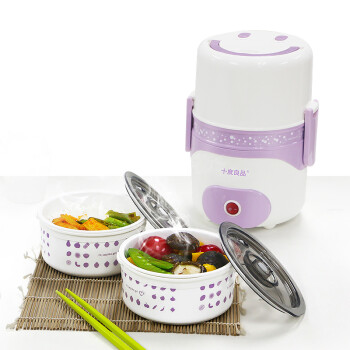 十度良品SD-983电热饭盒插电加热饭盒蒸煮热饭器 双层陶瓷内胆真空保鲜