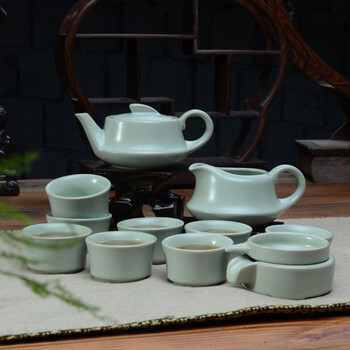 
                                                                                汝道（RUDAO） 汝窑功夫茶具套装 陶瓷茶壶茶杯整套可养金丝开片 家用泡茶器 汝窑-四方壶12头礼盒套装                