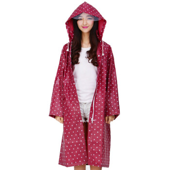 
                                        强迪升级拉链加厚EVA韩版时尚可爱女生个性大人成人风衣雨衣雨披 SD-335红色                