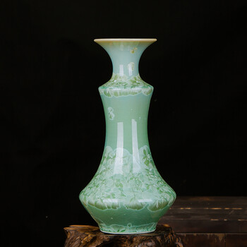 昶能景德镇陶瓷蓝色裂纹结晶釉花瓶现代时尚家居客厅玄关电视柜摆件品 赏瓶