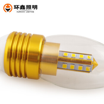 环鑫 E14灯泡LED蜡烛灯节能灯螺口尖泡 3W 银色尖泡-白光-S5730