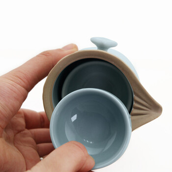 
                                        百工制器（CRAFTS CREATE） 旅行车载便携茶杯汝窑功夫茶具套装 一壶六杯茶漏 青瓷款                