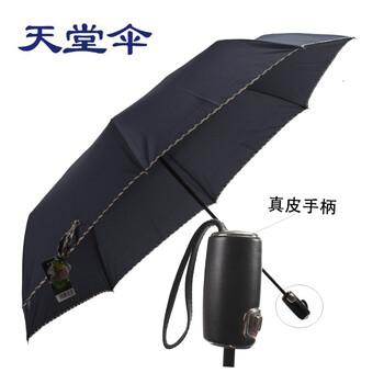 天堂伞正品超大双人全自动自开收雨伞强力拒水一甩干33068E碰情侣伞加大加固 藏青色