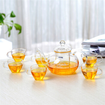 
                                                            奇高茶具套装 玻璃茶壶套装7件套(1茶壶6茶杯)隔热玻璃礼盒装红茶茶具套装 CK-001LD                