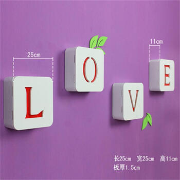 
                                        波密兔 love字母隔板墙上置物架搁板电视背景墙照片墙相框墙面搁架烤漆壁挂 套餐B                