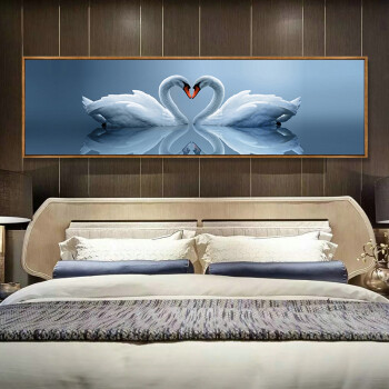 良木 现代简约卧室床头画简欧客厅装饰画天鹅酒店横幅