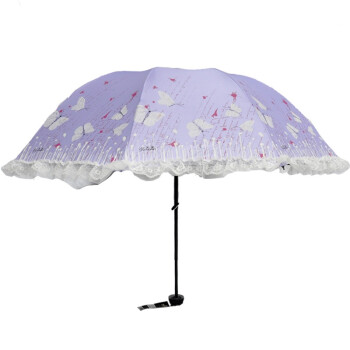 天堂伞 迎春公主黑胶三折晴雨伞33143E莲色