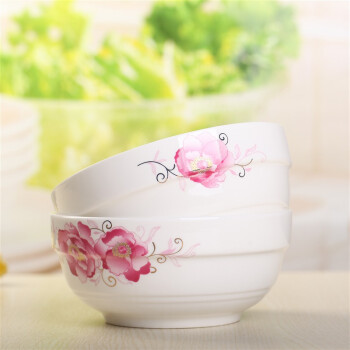
                                        
                                                            万毅陶瓷餐具 陶瓷汤碗套装(6英寸)家用面碗中式餐具陶瓷护边碗(2只装) 欣欣向荣                