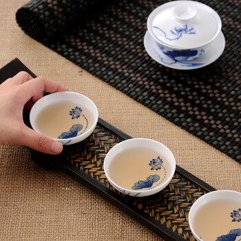 
                                                            壹品缘 纯手工竹编茶盘 茶托 杯托 干泡盘竹木茶盘 茶具 茶道配件 有边                
