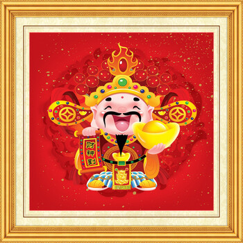 初艺 新款5D魔方钻石画客厅 小财神爷到卡通生意兴隆砖石秀水钻水晶亮钻点钻圆钻粘贴钻十字绣 亮钻 点装备 尺寸62X62cm