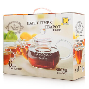 
                                                            奇高茶具套装 玻璃茶壶套装7件套(1茶壶6茶杯)隔热玻璃礼盒装红茶茶具套装 CK-001LD                