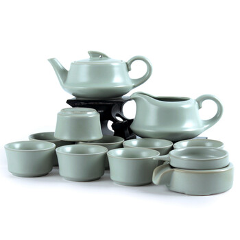 
                                                                                汝道（RUDAO） 汝窑功夫茶具套装 陶瓷茶壶茶杯整套可养金丝开片 家用泡茶器 汝窑-四方壶12头礼盒套装                