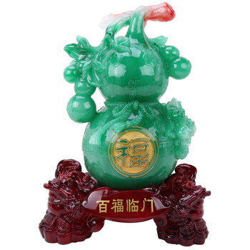 华庭丽娜 百福临门工艺品 葫芦摆件金蟾开业乔迁工艺礼品 家居装饰品 YL百福临门玉色