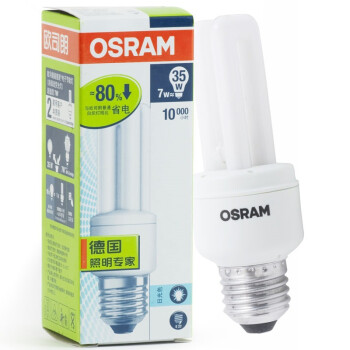 【京东超市】OSRAM欧司朗T3标准型节能灯7W日光色E27(两支装)