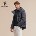 smithpolov/斯密特保罗【90白鹅绒】冬装款男士连帽羽绒服纯色印花