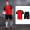 范斯蒂克 运动套装男篮球足球服短袖透气跑步训练服健身运动服定制印字印号 红拼黑两件套 XLF017 M