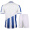 KELME/卡尔美足球服套装 条纹短袖比赛球服定制 K15Z245 白/彩兰 S/165