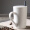 瓷魂 创意礼品陶瓷马克杯情侣咖啡杯牛奶杯带盖带勺办公杯水杯子 16盎司亚光白