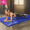 金啦啦瑜伽垫男女185*80cm加长加宽加厚运动健身垫 送网包 蓝色茶花