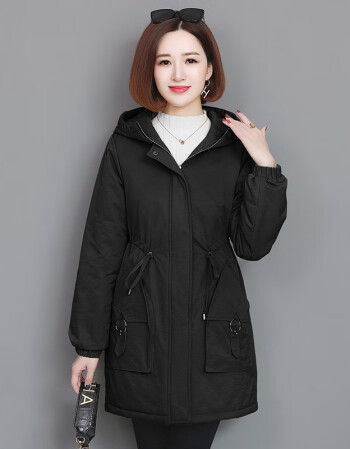 女中长款冬季外套2021新款妈妈棉服韩版宽松棉衣大衣黑色4xl158170斤