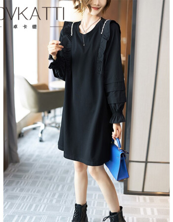 jovkatti品牌女装轻奢高端连衣裙2021年春秋新款时髦高级感欧货镶钻