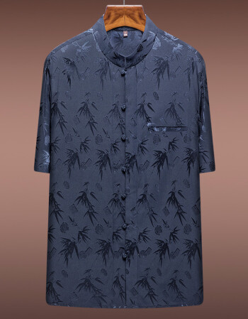 男装中年爸爸爷爷中老年人盘扣衣服喝茶服华服居士服中国风藏青175