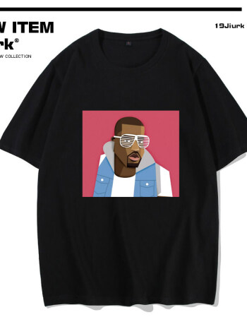 宝凡柏kanyewest艺术新说唱嘻哈短袖t恤男情侣装棉半袖体恤打底衫粉丝