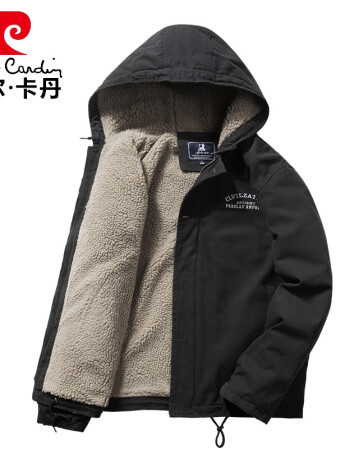棉服针织黑灰2xl> 皮尔卡丹高端品牌男装秋冬季羔羊绒外套男士爸爸