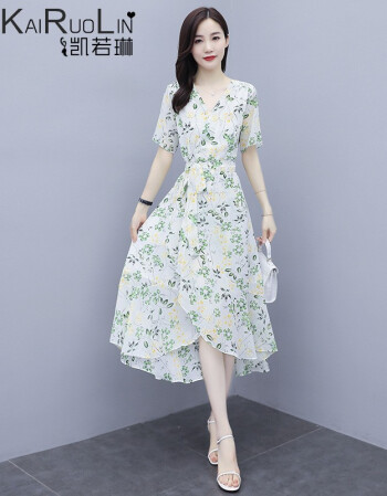 凯若琳连衣裙2021夏装新款夏季女装时尚气质韩版遮肚子显瘦女士短袖