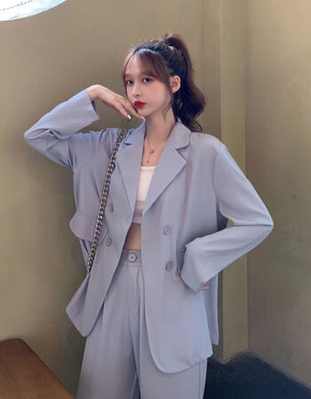 热惠2021夏季新款春秋韩版薄款宽松高冷御姐风长袖西装外套女时尚休闲