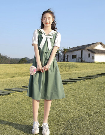 晚苏2021夏装新款女学生海军领jk裙海军风连衣裙初中生水手服少女高中