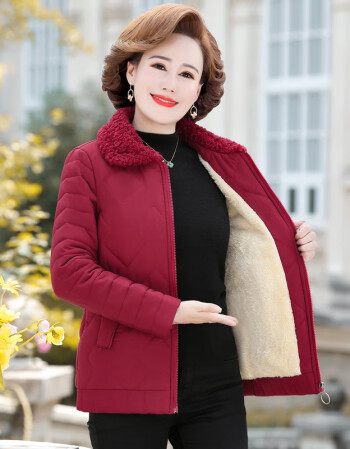 新款中老年女装服加绒棉袄阔太太洋气人女士女式冬季加厚保暖年轻棉衣
