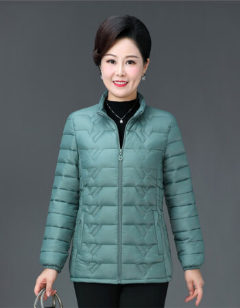 中年女士羽绒服短装薄款妈妈女中老年人冬装短款外套女式轻薄奶奶小