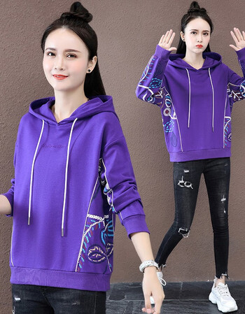 纤飞露春秋季卫衣女长袖棉质套头连帽休闲服时尚韩版宽松显瘦女装上衣