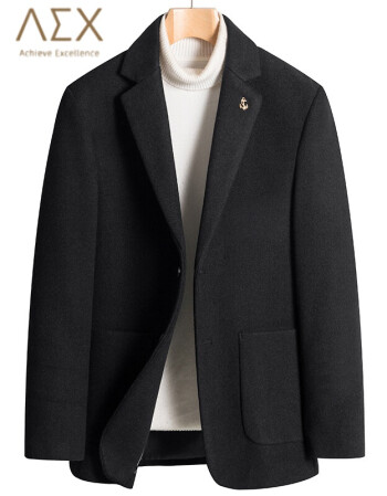 海澜之家旗下品牌aex羊毛呢大衣男冬季短款呢子风衣修身英伦风毛呢
