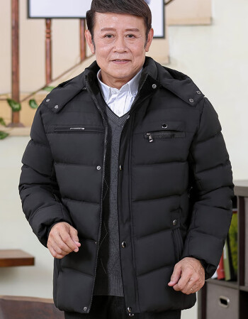 路易季中老年50岁男士羽绒服加绒加厚中年衣冬装爸爸人父亲外套60岁