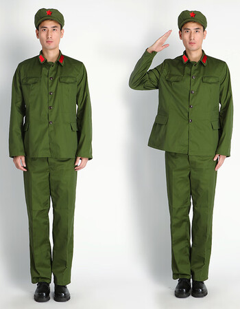 65式干部服涤卡的确良士兵套装越战怀旧老兵聚会老式 衣服裤子领章