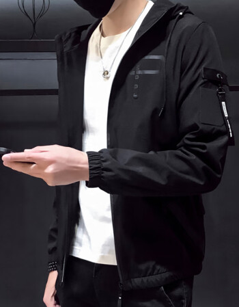 夹克男春秋款韩版潮流宽松休闲外套潮牌运动男生上衣长袖透气男装黑色