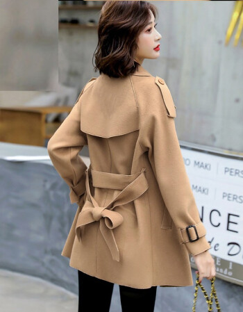 新款秋季女装韩版宽松气质显瘦女士格子小个子双面呢子大衣女式毛呢